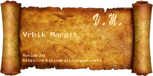 Vrbik Margit névjegykártya